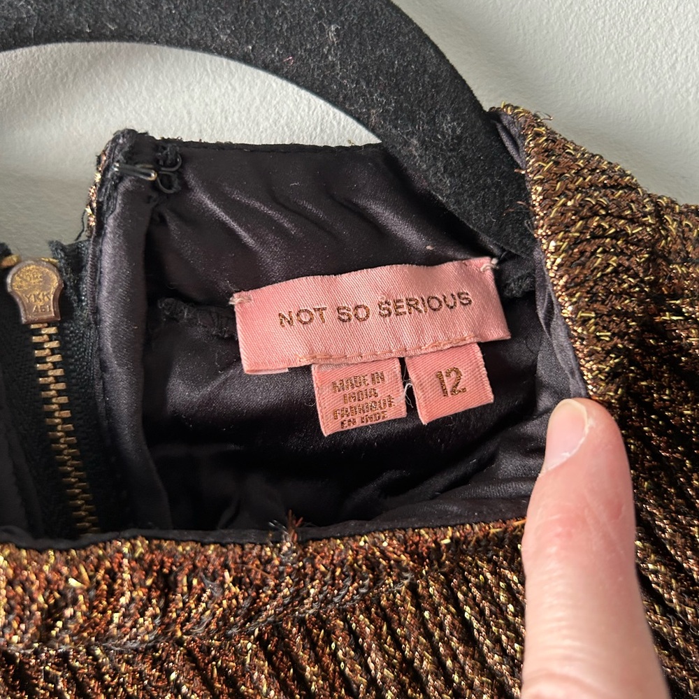 Not So Serious by Pallavi Mohan fringed copper colored halter dress - Picture 5 of 9